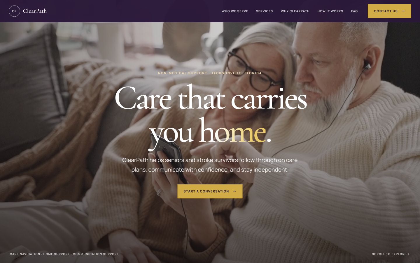 ClearPath website homepage and hero