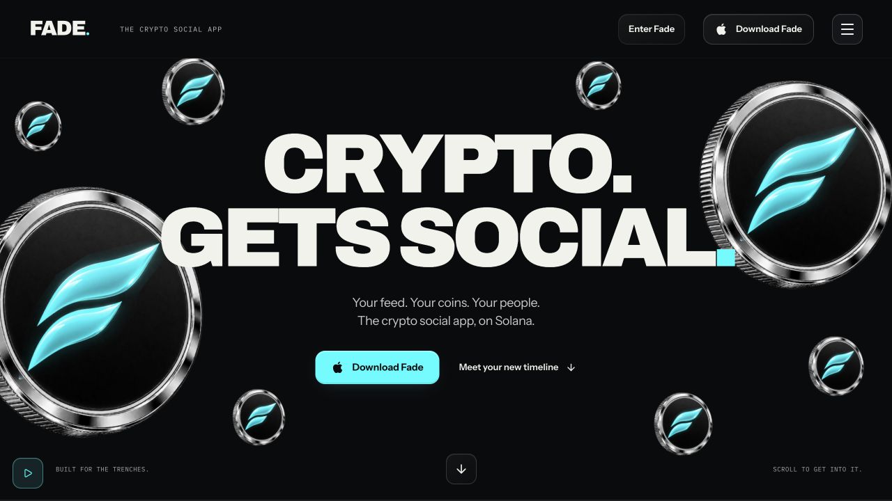 FADE website homepage and hero
